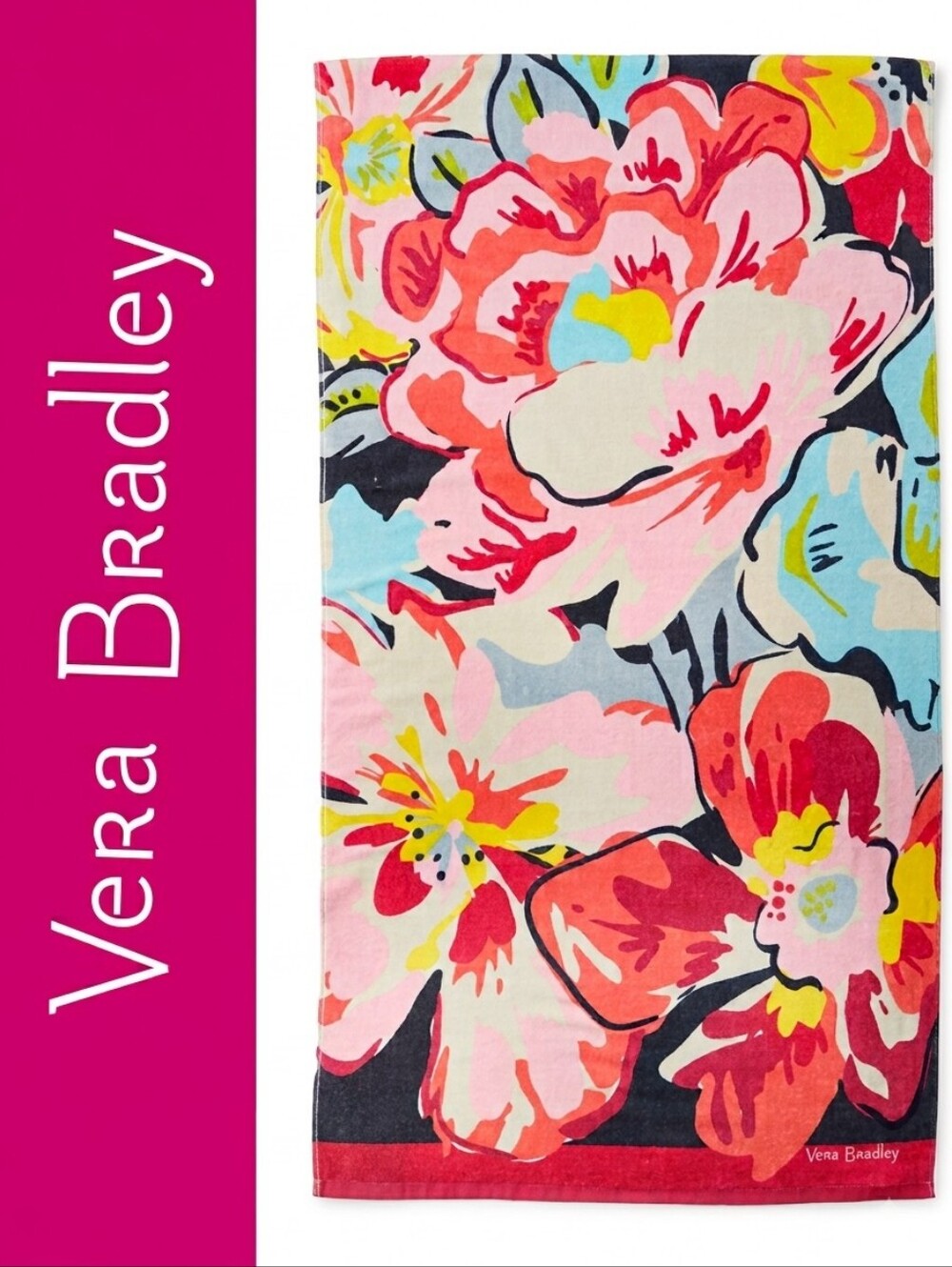 VERA BRADLEY Beach Towel - Tossed Posies Pattern - New With Tags